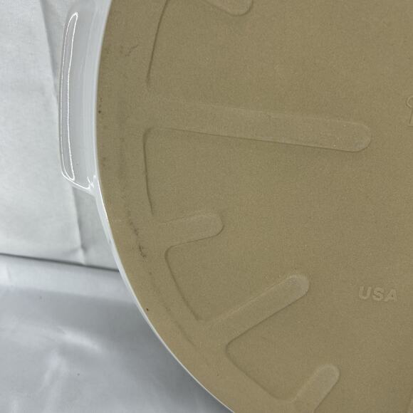 Pampered Chef 15" White Large Round Pizza Stone w/ Handles 1379 - Picture 7 of 15
